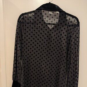 Sheer Black Polka Dot Blouse
